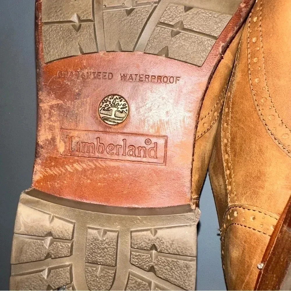 Timberland waterproof natural tan leather distressed Oxford dress shoes‎ size 10 - Picture 7 of 8